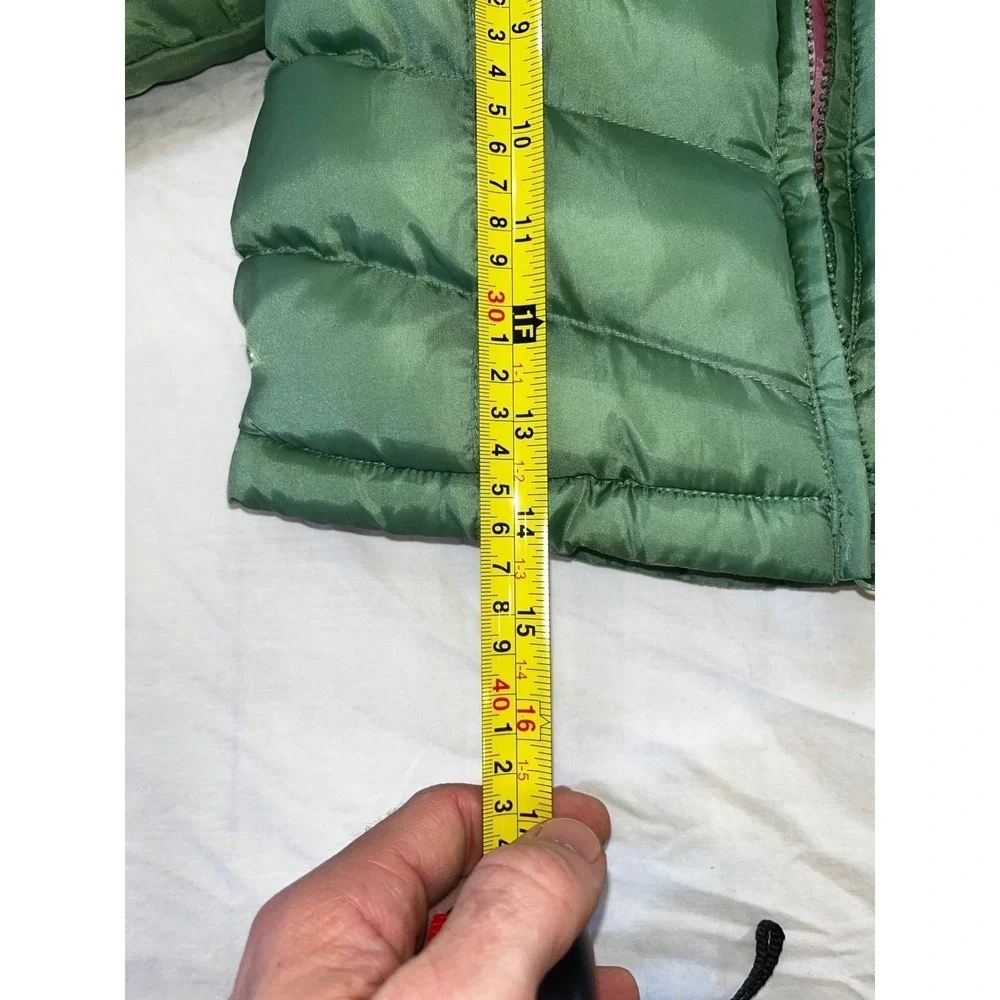 Weather Tamer Toddler‎ Girls Green Puffer Jacket Hooded Pink Trim Heart 24M